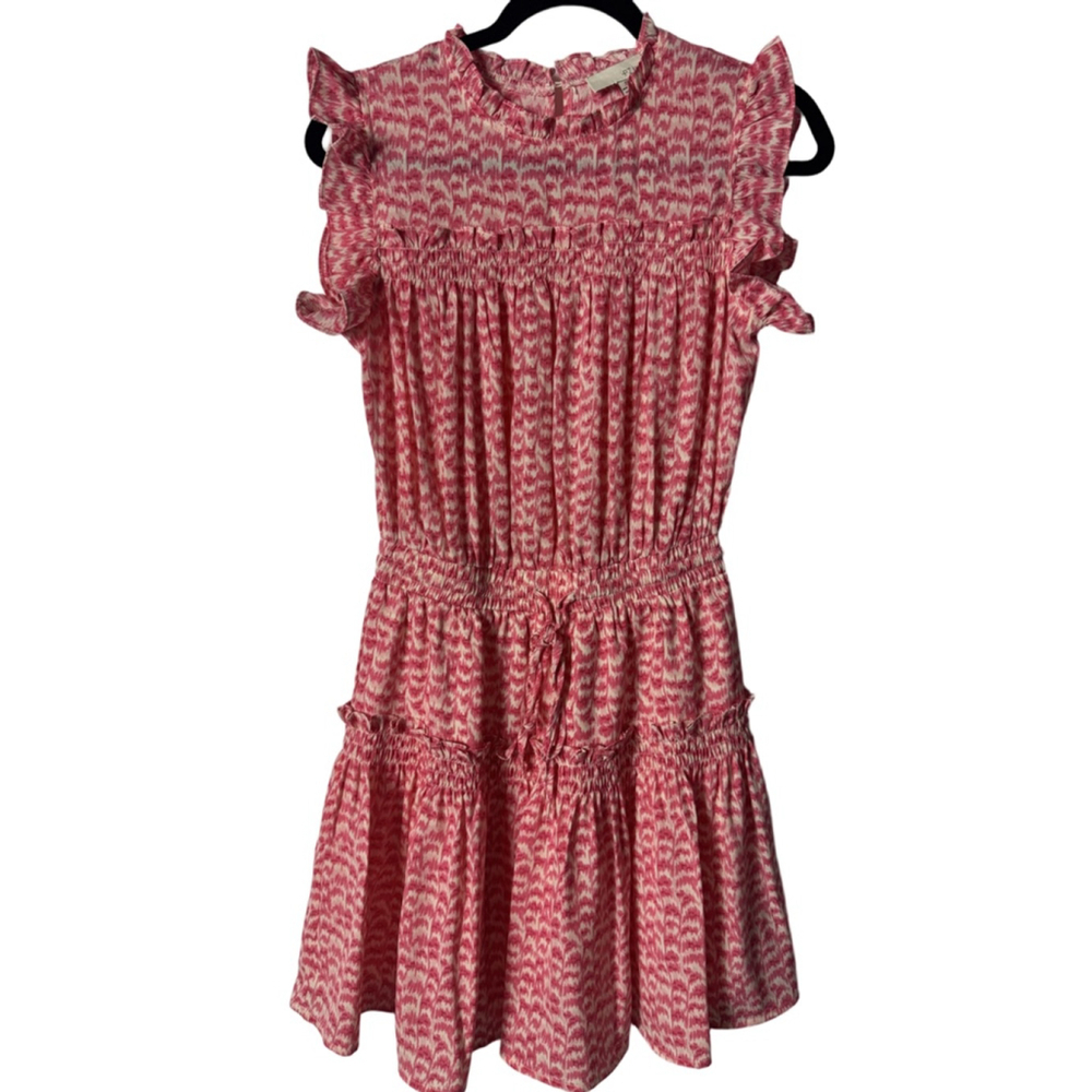 Pinch Pink White Patterned Ruffle Mini Dress Size… - image 1